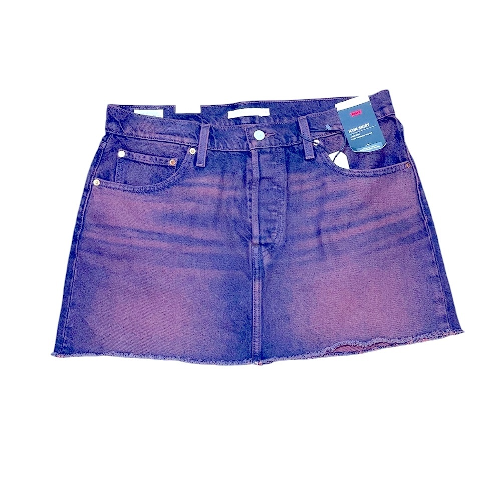 Levi's Denim Purple Burgundy Icon Raw Hem Skirt Size: 31/9 - Picture 2 of 7